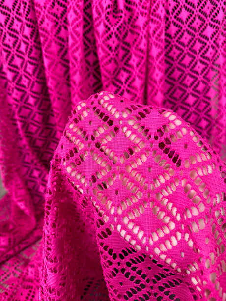 Hot Pink Crochet Hollow Out Knit
