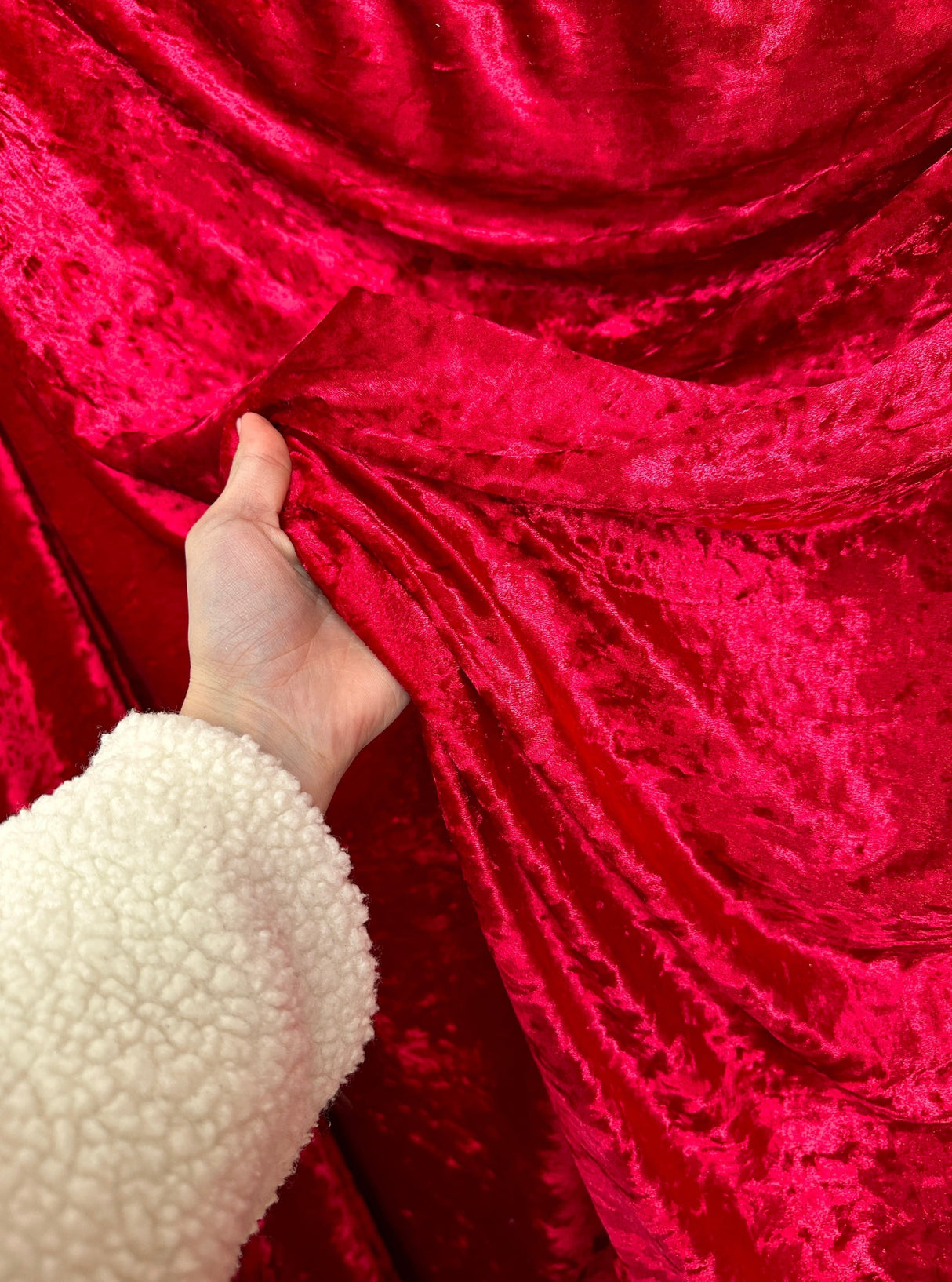 Stretch Crushed Velvet Red