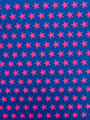 Star Print Spandex Fabric - Blue With Pink Stars, 58"/60" Width (1 Yard)