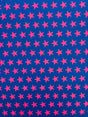 Star Print Spandex Fabric - Blue With Pink Stars, 58"/60" Width (1 Yard)
