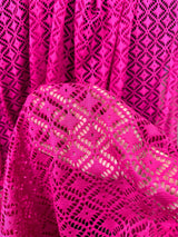 Hot Pink Crochet Hollow Out Knit