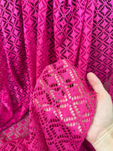 Hot Pink Crochet Hollow Out Knit