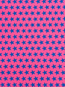 Star Print Spandex Fabric - Blue With Pink Stars, 58"/60" Width (1 Yard)