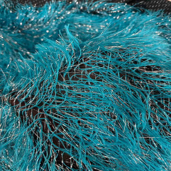 Metallic Faux Fur Tinsel Ostrich Feather Polyester Fabric - Metallic Faux Ostrich Feather, 54" Width (1 Yard)
