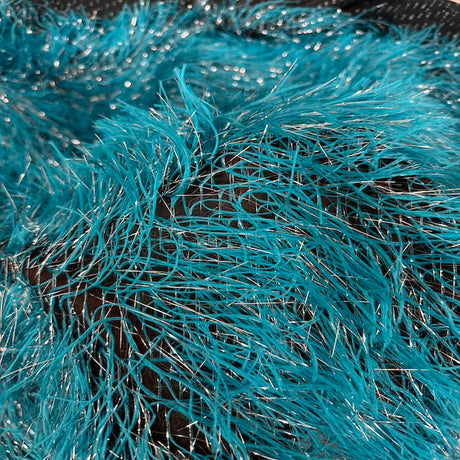 Metallic Faux Fur Tinsel Ostrich Feather Polyester Fabric - Metallic Faux Ostrich Feather, 54" Width (1 Yard)