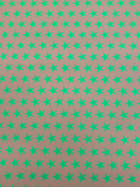 Star Print Spandex Fabric - Blue With Pink Stars, 58"/60" Width (1 Yard)