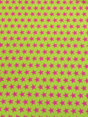 Star Print Spandex Fabric - Blue With Pink Stars, 58"/60" Width (1 Yard)