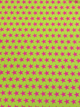 Star Print Spandex Fabric - Blue With Pink Stars, 58"/60" Width (1 Yard)