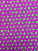 Star Print Spandex Fabric - Blue With Pink Stars, 58"/60" Width (1 Yard)