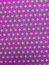 Star Print Spandex Fabric - Blue With Pink Stars, 58"/60" Width (1 Yard)