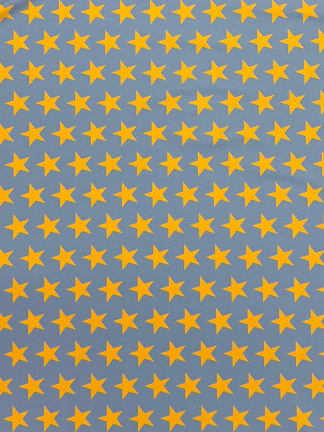 Star Print Spandex Fabric - Blue With Pink Stars, 58"/60" Width (1 Yard)