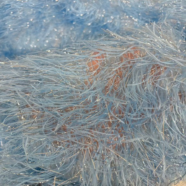 Metallic Faux Fur Tinsel Ostrich Feather Polyester Fabric - Metallic Faux Ostrich Feather, 54" Width (1 Yard)