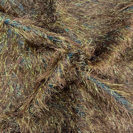 Metallic Faux Fur Tinsel Ostrich Feather Polyester Fabric - Metallic Faux Ostrich Feather, 54" Width (1 Yard)