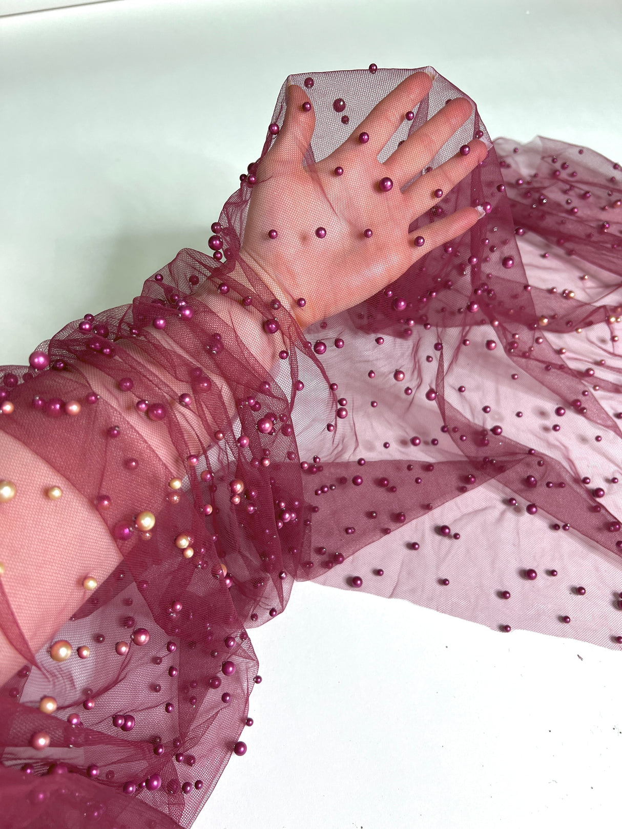 Pearl Tulle Burgundy