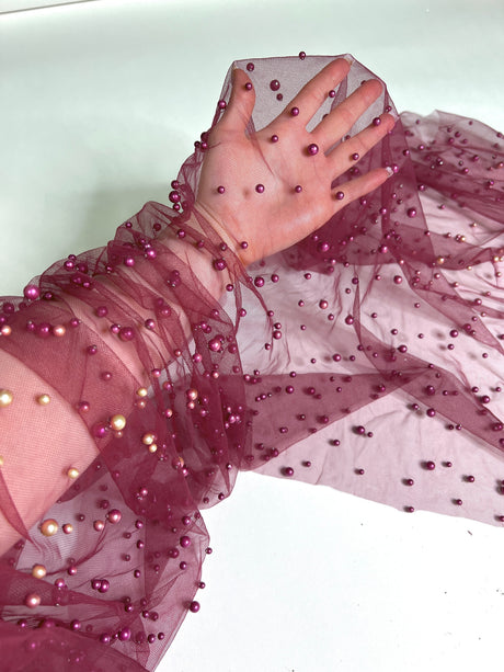 Pearl Tulle Burgundy