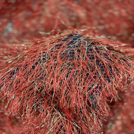 Metallic Faux Fur Tinsel Ostrich Feather Polyester Fabric - Metallic Faux Ostrich Feather, 54" Width (1 Yard)