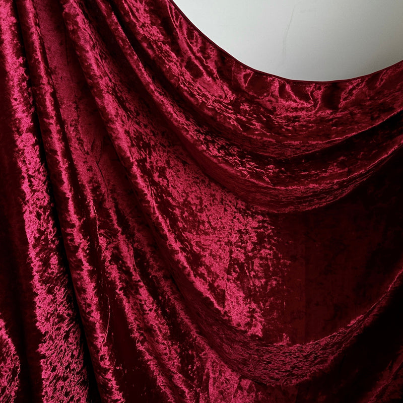 Stretch Crushed Velvet Burgundy