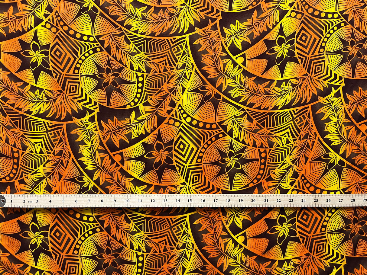 Rayon Fabric Plumeria Star Design Tropical Print
