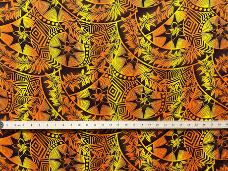 Rayon Fabric Plumeria Star Design Tropical Print