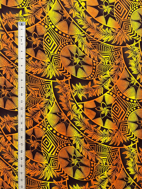 Rayon Fabric Plumeria Star Design Tropical Print