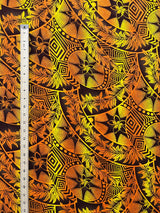 Plumeria Star Design Rayon Fabric - All Over Tiki Print, 44" Width (1 Yard)