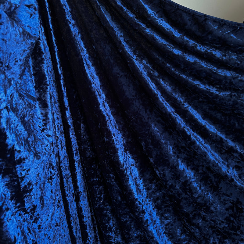Navy Stretch Crushed Velvet