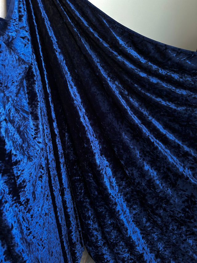 Navy Stretch Crushed Velvet