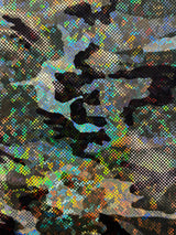 Camo Print Shattered Glass Metallic Spandex Fabric - Camo Print, 36" X 60" (1 Yard)