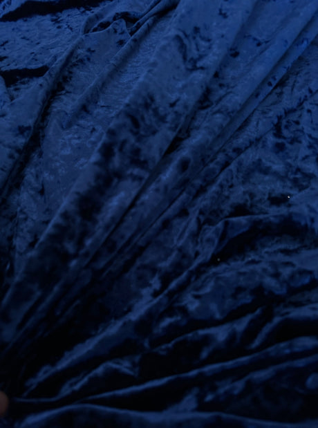 Navy Stretch Crushed Velvet