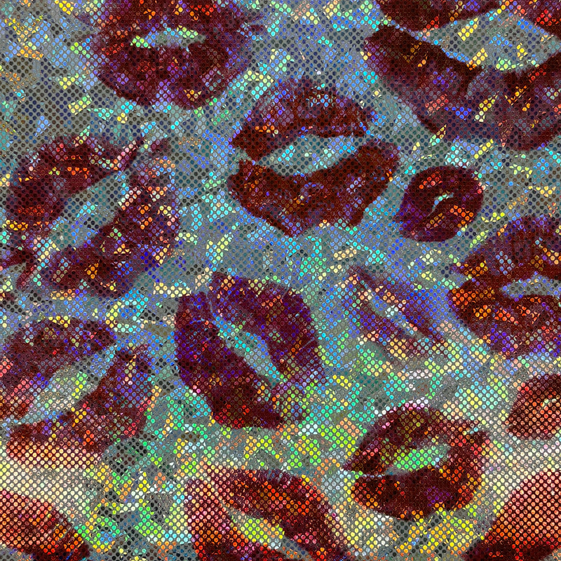 Kiss Print Shattered Glass Spandex Fabric - Metallic Shattered Glass, 36" Width (1 Yard)
