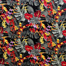 Hawaiian Tropical Garden Light Barkcloth Fabric - Aqua, Black, Ivory, Tropical Floral Print, 45" Width (1 Yard)