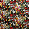 Hawaiian Tropical Garden Light Barkcloth Fabric - Aqua, Black, Ivory, Tropical Floral Print, 45" Width (1 Yard)