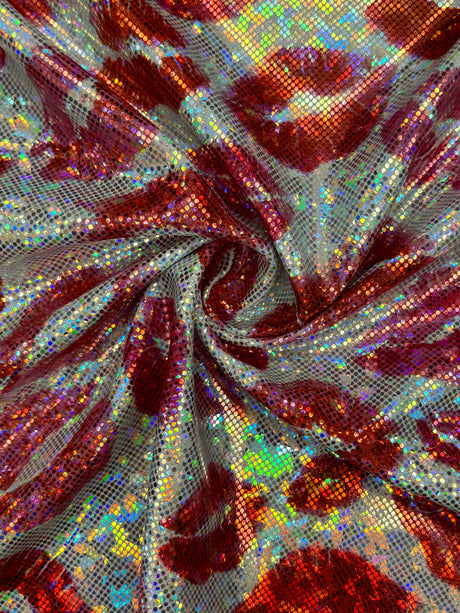 Kiss Print Shattered Glass Spandex Fabric - Metallic Shattered Glass, 36" Width (1 Yard)