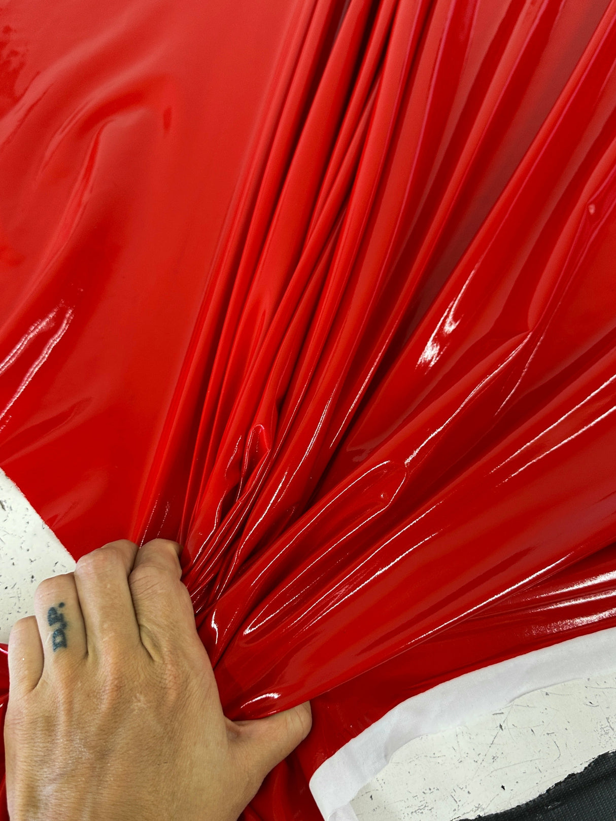 Red Glossy Stretch Patent Leather Latex