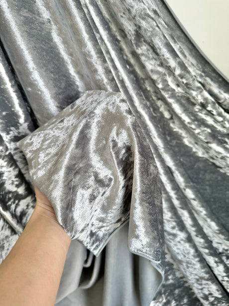 Stretch Crushed Velvet Silver