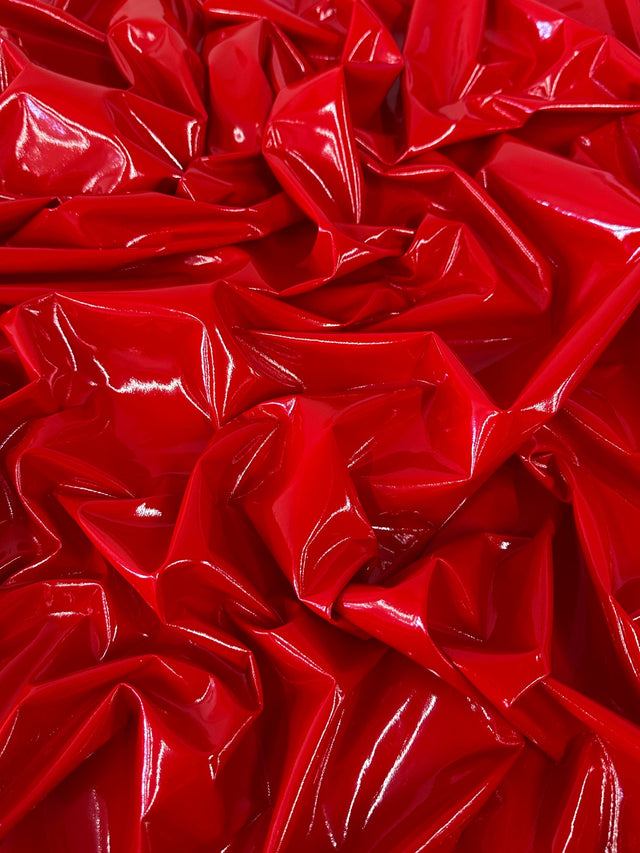 Red Glossy Stretch Patent Leather Latex