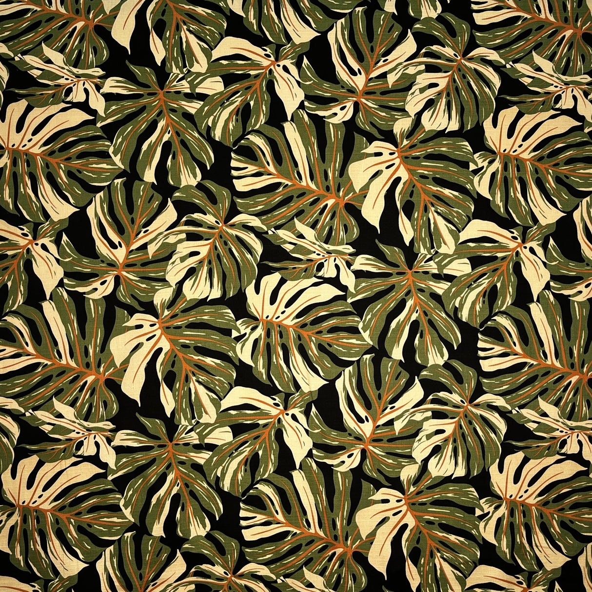 Cotton Barkcloth Monstera Leaves Fabric