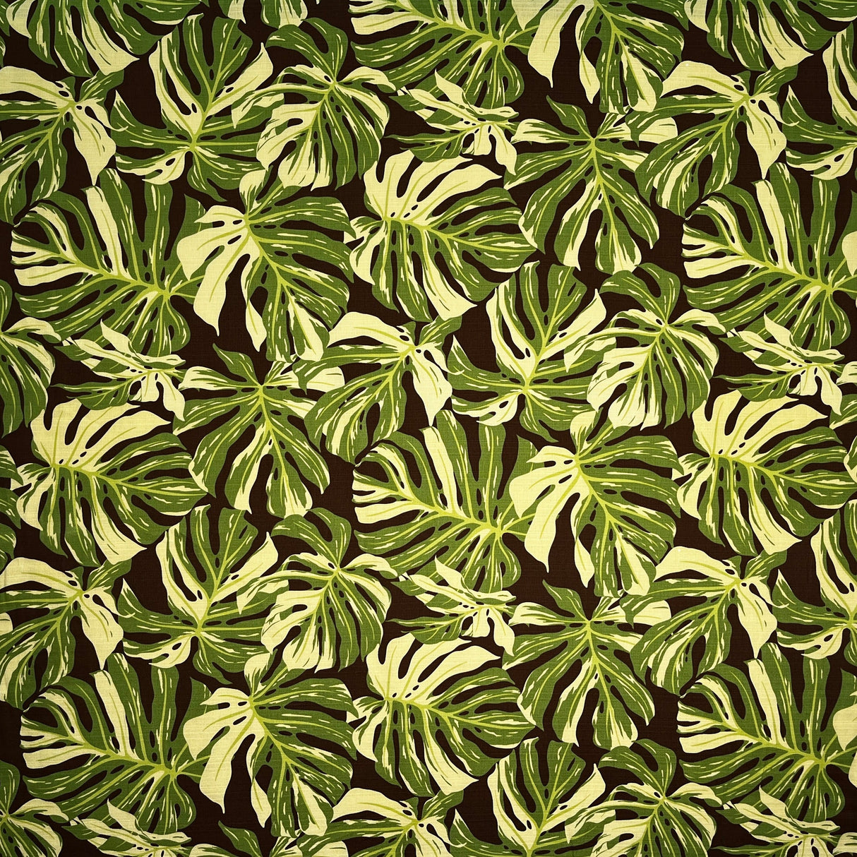 All-Over Multicolor Monstera Leaves Light Barkcloth Cotton Fabric - Multicolor Monstera Leaves, 45" Width (1 Yard)