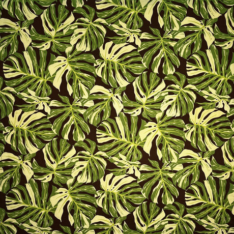 All-Over Multicolor Monstera Leaves Light Barkcloth Cotton Fabric - Multicolor Monstera Leaves, 45" Width (1 Yard)