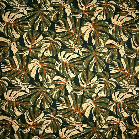 Cotton Barkcloth Monstera Leaves Fabric