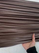 4-Way Stretch Faux Leather Chocolate Brown