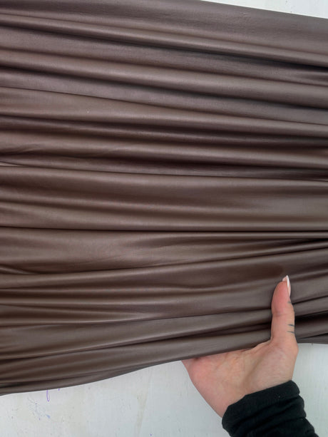 4-Way Stretch Faux Leather Chocolate Brown