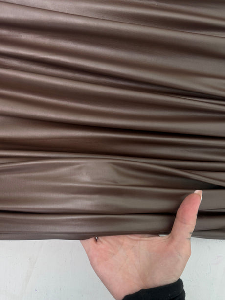 4-Way Stretch Faux Leather Chocolate Brown