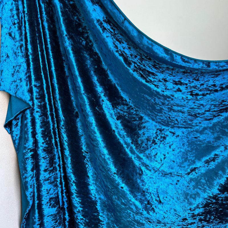 Stretch Crushed Velvet Teal Blue
