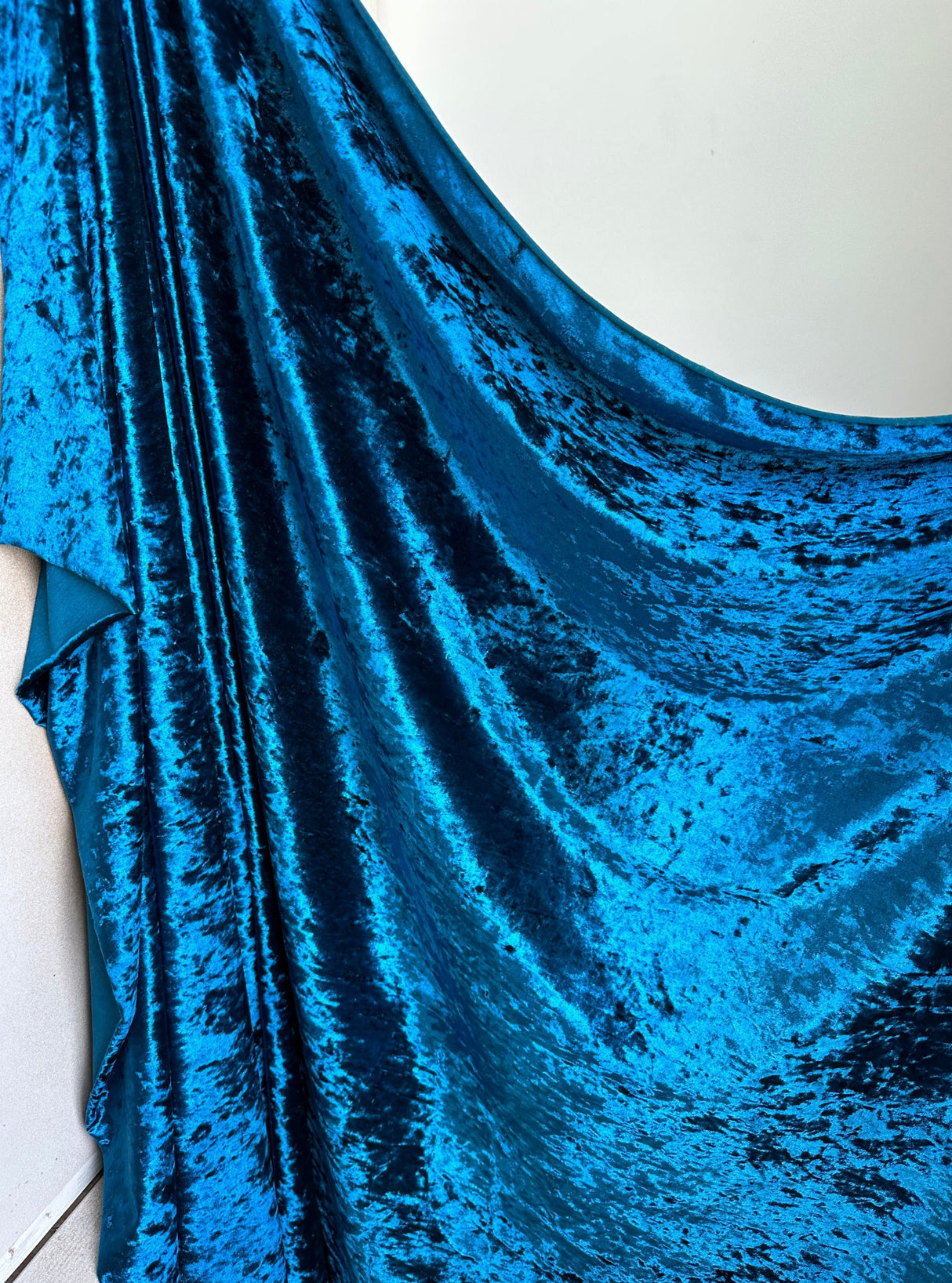 Stretch Crushed Velvet Teal Blue