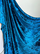 Stretch Crushed Velvet Teal Blue