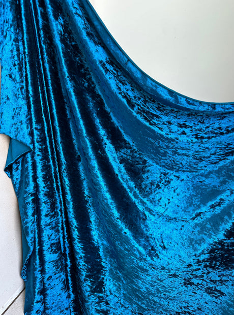 Stretch Crushed Velvet Teal Blue