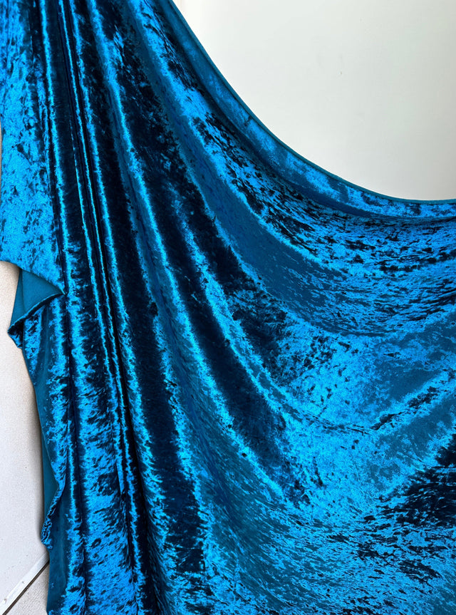 Stretch Crushed Velvet Teal Blue