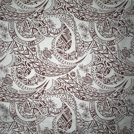 Tribal Tattoo W/Turtles Chambray Fabric - Denim Look, 58/60" Width (1 Yard)