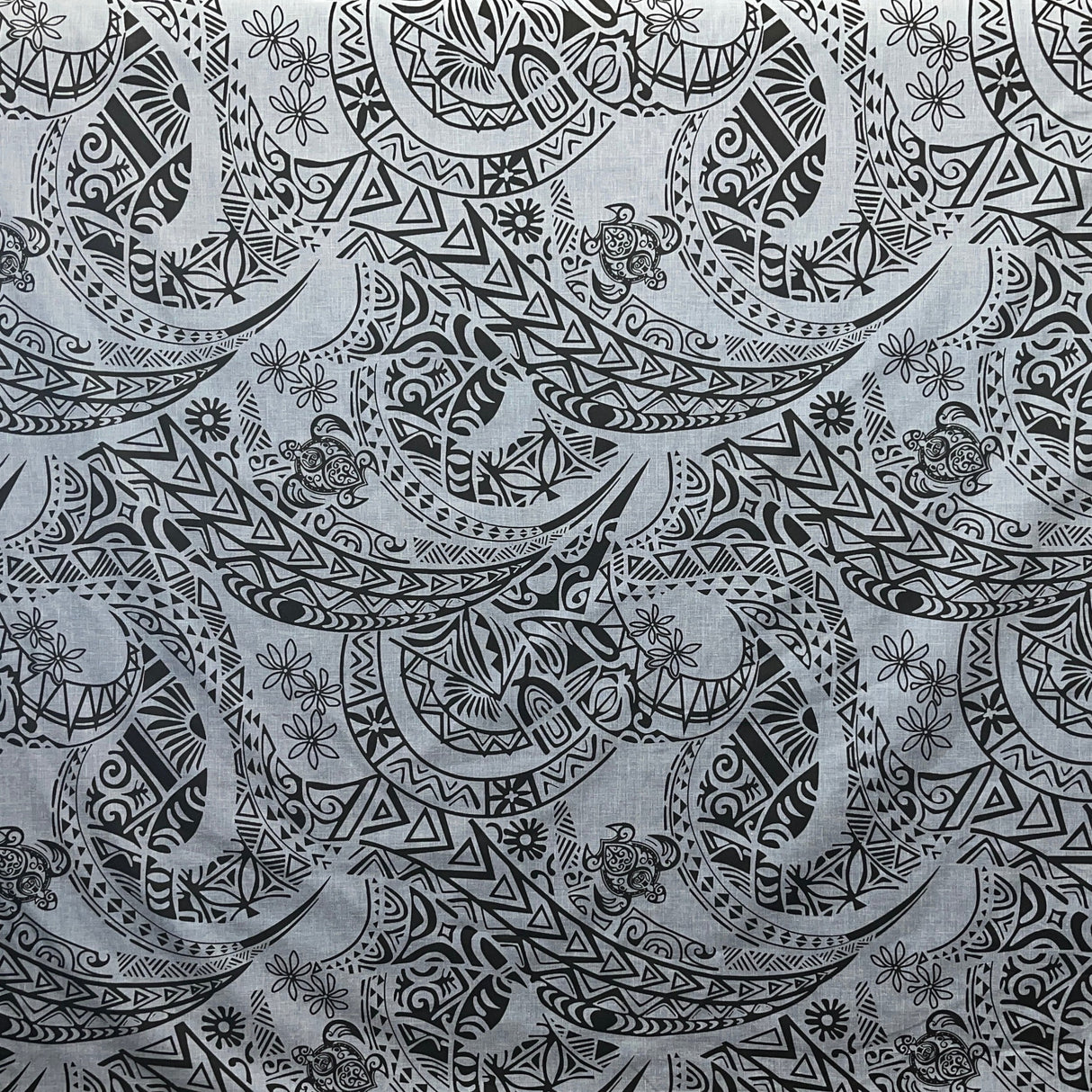 Tribal Tattoo W/Turtles Chambray Fabric - Denim Look, 58/60" Width (1 Yard)